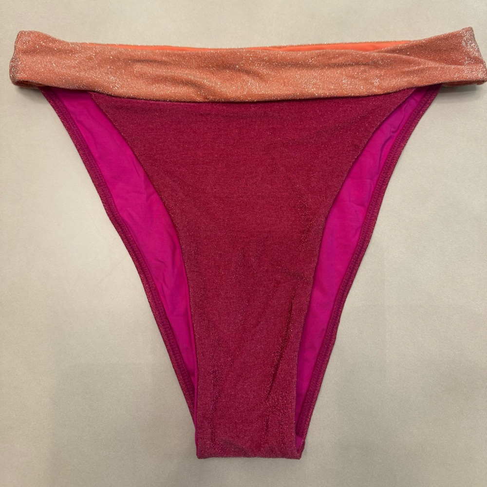 Monday Swimwear Pink and Orange Shimmer Bikini Bottom